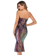 TUBE TOP SEXY BACKLESS SEQUINED DRESS